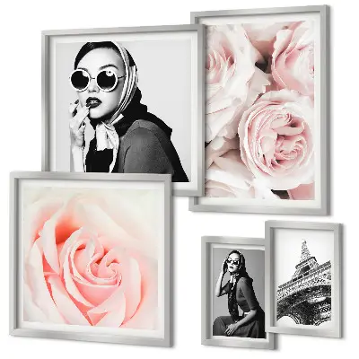 Bildergalerie-Set für die Wand mit stilvollen Rosenporträts