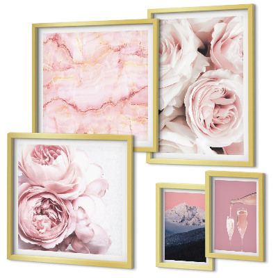 Modernes wandbilder-set Elegante Akzente aus rosa Blüten
