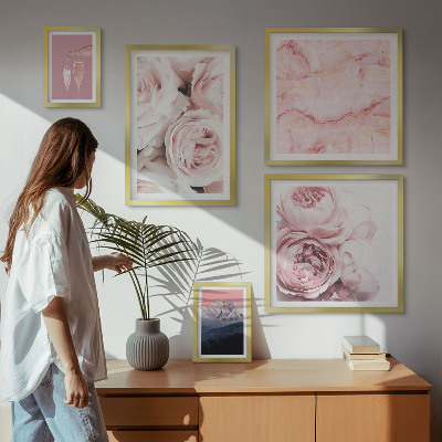 Modernes wandbilder-set Elegante Akzente aus rosa Blüten