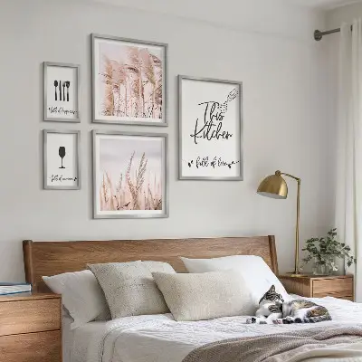 Modernes Wandbilder-Set Boho-Küche mit dem Motiv Liebe zum Kochen