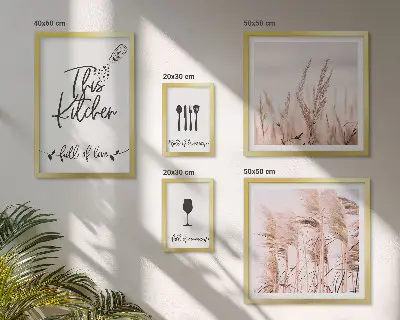 Modernes Wandbilder-Set Boho-Küche mit dem Motiv Liebe zum Kochen