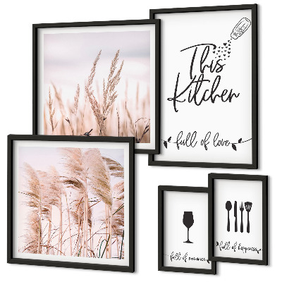 Modernes wandbilder-set Boho-Küche – Liebe zum Kochen