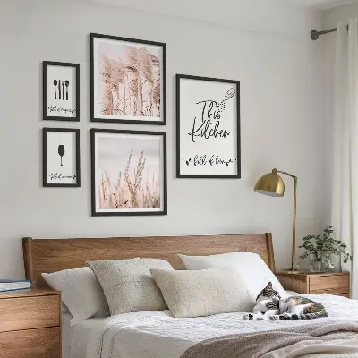 Modernes Wandbilder-Set Boho-Küche mit dem Motiv Liebe zum Kochen