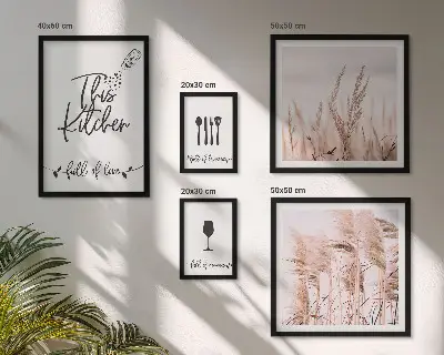 Modernes Wandbilder-Set Boho-Küche mit dem Motiv Liebe zum Kochen