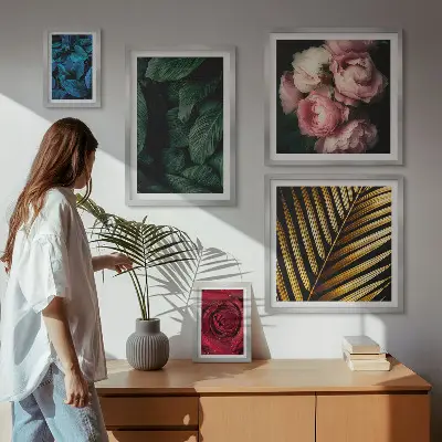 Modernes Wandbilderset mit Pflanzenmotiven