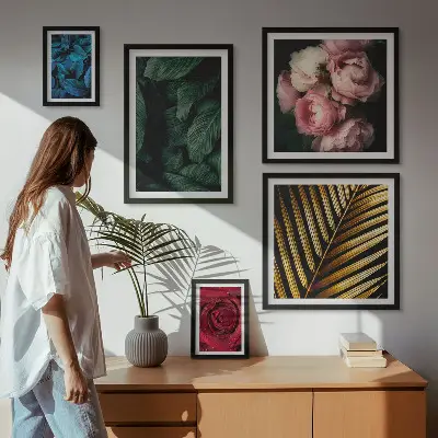 Modernes Wandbilderset mit Pflanzenmotiven