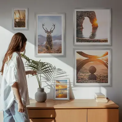Wandbilder-Set mit harmonischen Natur- und Wildtiermotiven