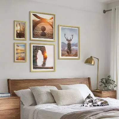 Wandbilder-Set mit harmonischen Natur- und Wildtiermotiven