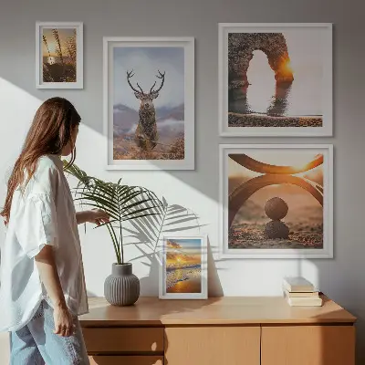 Wandbilder-Set mit harmonischen Natur- und Wildtiermotiven