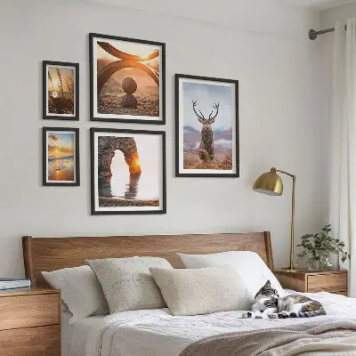 Wandbilder-Set mit harmonischen Natur- und Wildtiermotiven