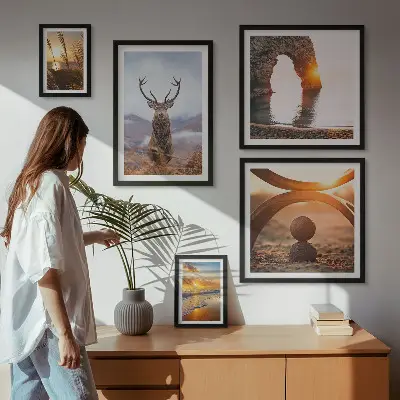 Wandbilder-Set mit harmonischen Natur- und Wildtiermotiven