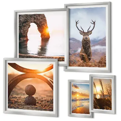 Wandbilder-Set mit harmonischen Natur- und Wildtiermotiven