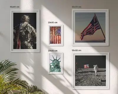 Modernes Wandbilder-Set mit amerikanischer historischer Symbolik