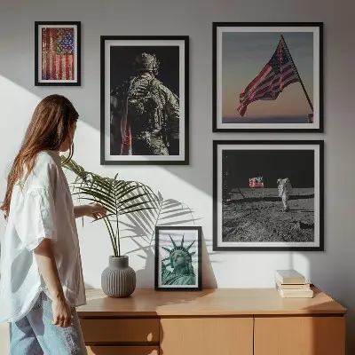 Modernes Wandbilder-Set mit amerikanischer historischer Symbolik