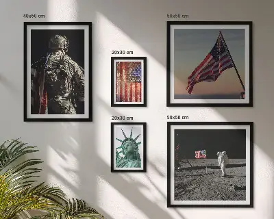 Modernes Wandbilder-Set mit amerikanischer historischer Symbolik