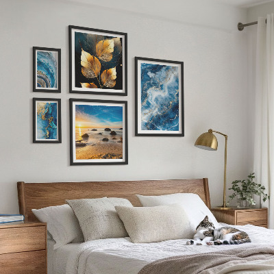Bilderset fürs sofa Abstrakte blaue Landschaften