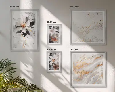 Bildergalerie-Set für die Wand Motiv Blumen mit eleganter Marmor-Optik