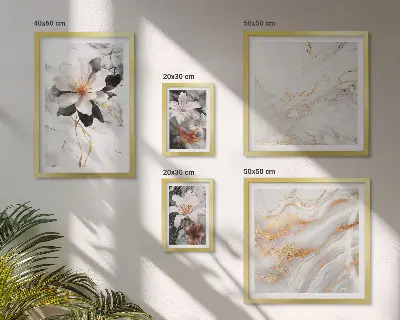 Bildergalerie-Set für die Wand Motiv Blumen mit eleganter Marmor-Optik