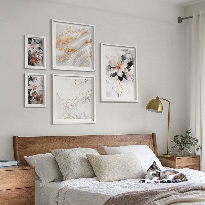 Bildergalerie-set für die wand Blumen, Marmor, Eleganz