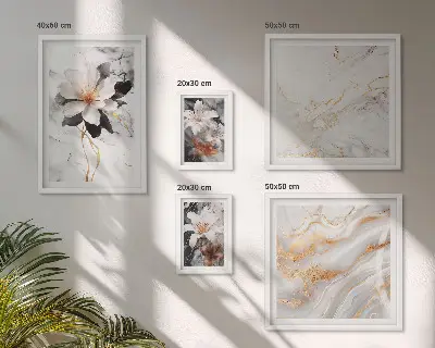 Bildergalerie-Set für die Wand Motiv Blumen mit eleganter Marmor-Optik