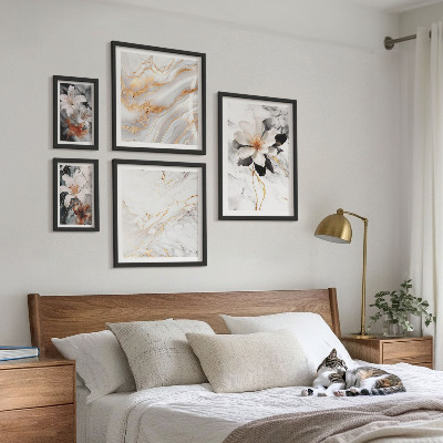 Bildergalerie-set für die wand Blumen, Marmor, Eleganz