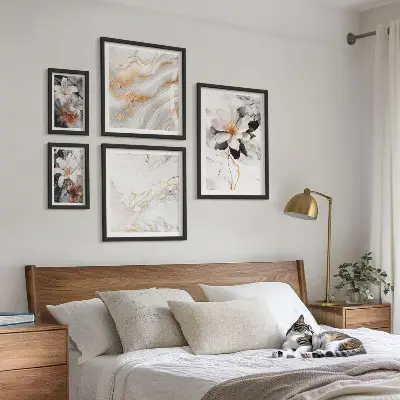 Bildergalerie-Set für die Wand Motiv Blumen mit eleganter Marmor-Optik