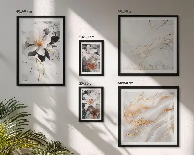 Bildergalerie-Set für die Wand Motiv Blumen mit eleganter Marmor-Optik