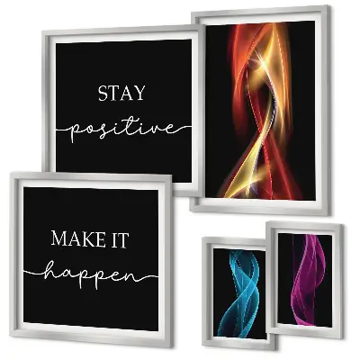 Modernes Wandbilder-Set mit Zitaten, Lichtmustern und Inspirationen