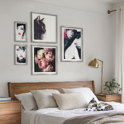 Modernes wandbilder-set Stilvolle Porträts von Frauen mit Rosen