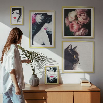 Modernes wandbilder-set Stilvolle Porträts von Frauen mit Rosen