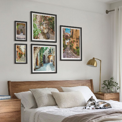Bilderset fürs sofa Bezaubernde Straßen voller Blumen
