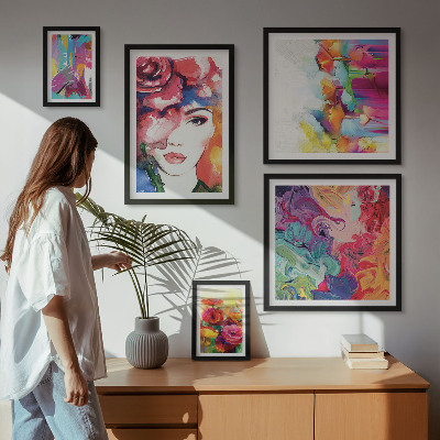 Modernes wandbilder-set Farbenfrohe abstrakte Porträts