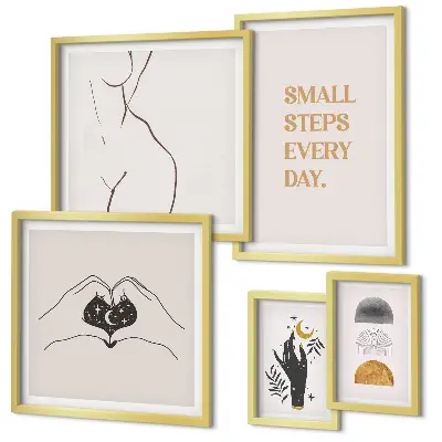 Bildergalerie-Set für die Wand mit Motiven zu Motivation, positivem Denken und Minimalismus