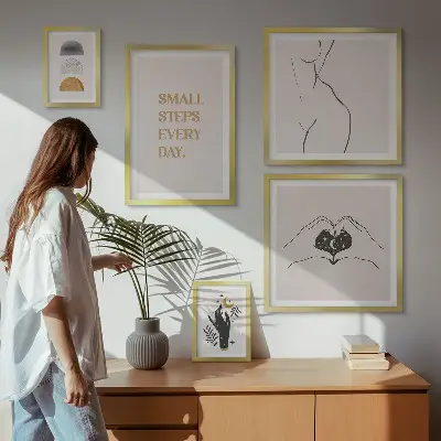 Bildergalerie-Set für die Wand mit Motiven zu Motivation, positivem Denken und Minimalismus