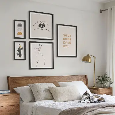 Bildergalerie-Set für die Wand mit Motiven zu Motivation, positivem Denken und Minimalismus