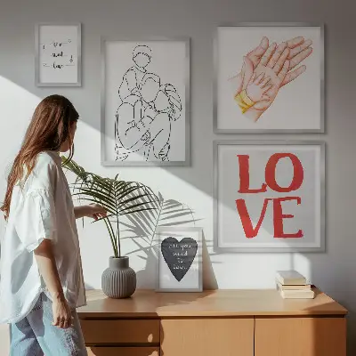 Bildergalerien-Set für die Wand mit Motiven zu Familie, Liebe, Wärme und Glück
