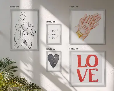 Bildergalerien-Set für die Wand mit Motiven zu Familie, Liebe, Wärme und Glück