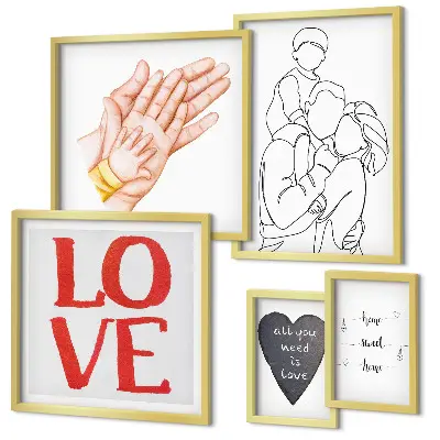 Bildergalerien-Set für die Wand mit Motiven zu Familie, Liebe, Wärme und Glück