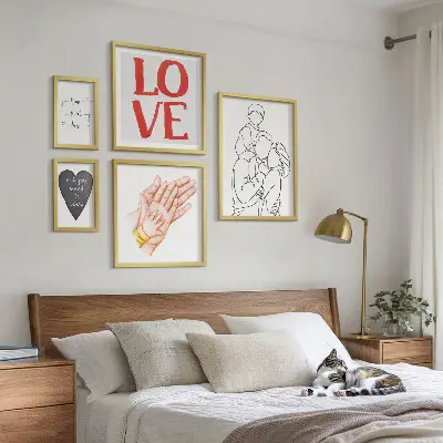 Bildergalerien-Set für die Wand mit Motiven zu Familie, Liebe, Wärme und Glück