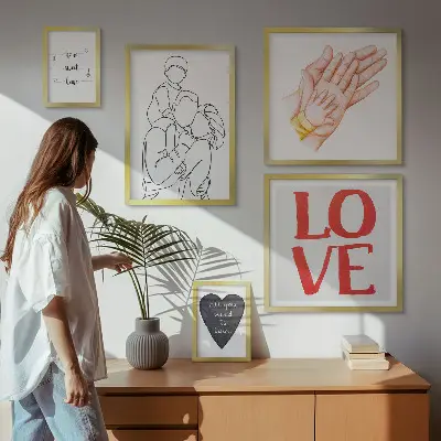 Bildergalerien-Set für die Wand mit Motiven zu Familie, Liebe, Wärme und Glück
