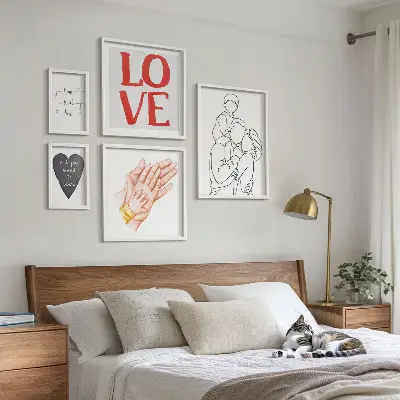 Bildergalerien-Set für die Wand mit Motiven zu Familie, Liebe, Wärme und Glück