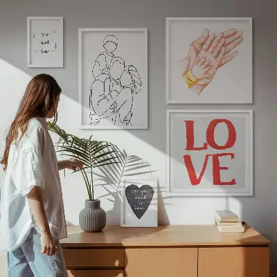 Bildergalerien-Set für die Wand mit Motiven zu Familie, Liebe, Wärme und Glück