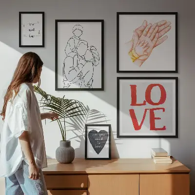 Bildergalerien-Set für die Wand mit Motiven zu Familie, Liebe, Wärme und Glück