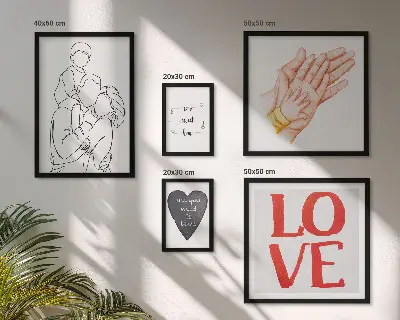 Bildergalerien-Set für die Wand mit Motiven zu Familie, Liebe, Wärme und Glück