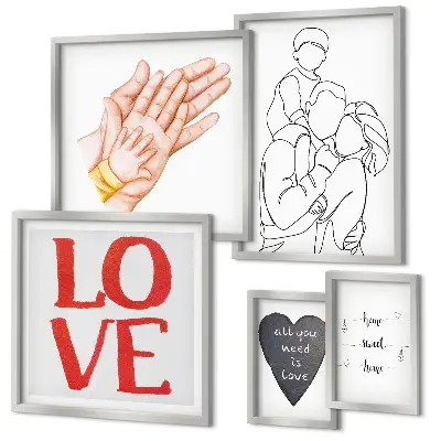 Bildergalerien-Set für die Wand mit Motiven zu Familie, Liebe, Wärme und Glück