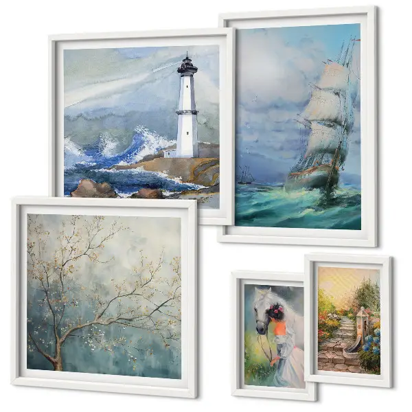 Modernes Wandbild-Set mit Meeresabenteuer und Landschaften