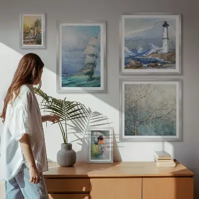Modernes Wandbild-Set mit Meeresabenteuer und Landschaften