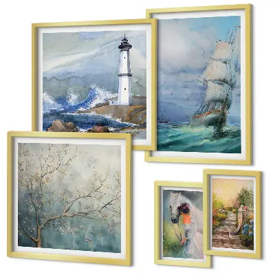 Modernes Wandbild-Set mit Meeresabenteuer und Landschaften