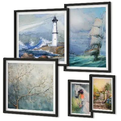Modernes Wandbild-Set mit Meeresabenteuer und Landschaften