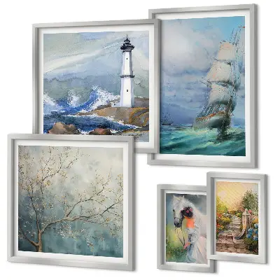 Modernes Wandbild-Set mit Meeresabenteuer und Landschaften